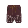 2022 MENSER MEN RH LIMITER RHUDE Shorts Summer Swim Swim Knee Length Hip Hop Street Sports Training Beach Pants Mens مرنة الخصر M-3XL