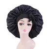 New Solid Women Satin Bonnet Fashion Stain Silky Big Bonnet for Lady Sleep Cap Headwrap Hat Hair Wrap Accessories