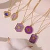 Collane con ciondolo HangZhi Purple Love Heart Sun Our Lady Jewelry Collana per donna Oval Pentagon Natural Stones GiftPendant