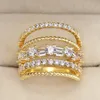 Trouwringen Huitan Trendy Boheemse stijlvolle vrouwen Verschillende lagen met volledige micro -verharde sieraden Goudkleur beschikbaar Ring Wynn22