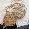 Evening Bags 2022 Bohemian Lemon Hollow Straw Women Crossbody Summer Paper Rope Woven Beach Luxury Designer Round Handbags Chic 220507