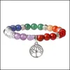 Urok bransoletki biżuteria joga 7 chakkra naturalny kamień koraliki bransoletki drzewo życia Lotu kobiety mens moda i piaszczyste dostawa 2021 8