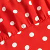 Polka Dot Casual Summer Tops For Women Square Neck Tie Sleeveless Frill Strap Crop Top Back Smocked Fitted Sexy Cami Top 220519