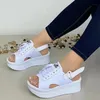 Sandals Women's Fashion Fish Mouth Beach Platform Waterproof Lace-Up Casual Shoes Zandalias Mujer Verano 2022SandalsSandals