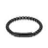Bracelet en acier au titane simple rétro avec brins de perles pour hommes et femmes