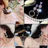Bengelen kroonluchter oorbellen sieraden kristal voor vrouwen Koreaanse mode geometrische lange asymmetrie oorbel statement cadeau drop levering 2021 wjp