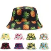 Pineapple Printed Double-Sided Bucket Hats For Women Men Lemon Cherry Fruit Summer Panama Cap Sun Fishing Bob Fisherman Hat Bone 220513