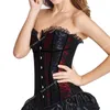 Bustiers & Corsets Sexy Women's Corset Lingerie For Women Plus Size Black Goth With Dress Lace Bustier Top Zipper Burlesque Skirt