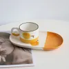 Cups Saucers ins hand-painted ceramic mug milk coffee cups modern minimalist breakfast cup household water couple cup