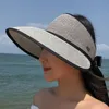 Sommarkvinnors stråhatt stor randen solblock solhatt vikande strandhatt 220525