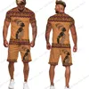 Men's Tracksuits Man Summer Short Sleeve Africa Print Tees/Shorts/Suits Folk-custom T Shirt Shorts Tracksuit Set African Clothes for Men Oversize 220826