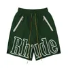 Fashion brand designer shorts Rhude Black Zipper Reflective Brand Shorts Drawstring Casual Capris