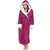 Dames slaapkleding dames vrouwen badjas nachthemd dikke warme gewaad winter unisex pluche pyjama roze met hoed flanel bad