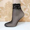 Women's Black Lace Fishnet Ankle Socks Ruffle Frilly Stretch Sheer Hollow Out Dress Socks for Women