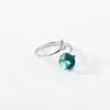 925 Silver Syrenka Pianka Pierścień Kobieta Natural Simple Open Type Fishtail Niebieski Kryształ Pierścień Biżuteria Ślubna CX220318