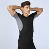 Men Short Sleeve Fitness Elastic Running Sport T shirt Compression Shirts Bodybuilding Apparell Tights Quick Drying Tops S 2XL 220620