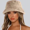 ワイドブリム帽子冬の暖かいテディベルベット女性のための屋外漁師の帽子キャップ