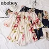 Kadınlar Halter Floral Playsuits Tatil Çiçek Tulumları Bohem Kapalı Omuz Plajı Tulumları Geniş Bacak Şifon Rompers 210715