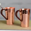 Mugs Handcrafted Pure Copper Beer Milk Mug Weave Handle Thickened Water Moscow Mule 400 Ml Cup Dessert Cafe Drinkware Couple GiftsMugs