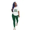 Designer Frauen Sport Trainingsanzüge 2 Stück Hosen Set Sommermode gedruckt Yoga Outfits Kurzarm T-Shirt Jogginganzug