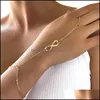 Link Chain Gold Color Gepated Infinity Charms Finger Ring Link Bracelet For Women Gifts Friends Sieraden Groothandel Drop Deliv YydhHome DHNE8