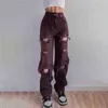 Vintage Femmes Ripped Denim Jeans Taille Haute Grunge Coréen Cargo Pantalon Casual Esthétique 90s Pantalon Mignon Harajuku Cuteandpsycho T220728