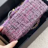 Mini Flap Ladies Designer Bags Purple Pink Corduroy French Handbags Designers Goldtone Metal Chain Hardware Multicolor L1221492