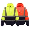 Men's Hoodies & Sweatshirts Men Workwear High Visibility Work Jacket Coat Mens Reflective Safety Sweatshirt Hooded Clothing Winter Jackets