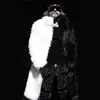 Мужское пальто из искусственного меха, модное зимнее пальто, длинная куртка с капюшоном, черно-белое лоскутное пальто, мужской кардиган, мужской
