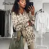 Snican Spring Leopard Print T Shirts Vintage Långärmad kontor Ladies Satin Blouse Blusas de Mujer Chemise Women Tops Outwear 220407