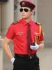 Men's Dress Shirts Men Manager Professional Red Suit Brand International Airline Security Pilot Uniform Male Formal Overalls SMen's