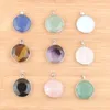 Pendentif Colliers En Gros 3 Pcs Naturel Multifacettes Pierre Collier 26mm Cercle Rond Perles Bijoux Rose Quartz Cristal Agates QBN477Pendan