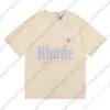 Designer T-shirt verkoopt goed rhude tarwe oor Grand Prix Letter Retro High Street 1 1 Kwaliteit losse korte mouw T-shirt Zwart S-XL High