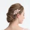 Pinces à cheveux Barrettes SLBRIDAL Rose Or Cristal Strass Fleur De Mariage Bijoux Peigne De Mariée Coiffes Accessoires Demoiselles D'honneur Femmes St