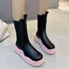 Boots 2021 Дизайнерский бренд коренастый платформ Chelsea Boots Women Street Style Elastic Band Angle Boots для женщин Ins Fashion Spring New G220813