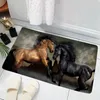 カーペット馬グループプリントドアマットギャロッピングプリントキッチンマットベッドルーム装飾動物の床ノンスリップフランネルカーペットカーペット