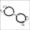 Brins de perles bracelets bijoux attrayant charme de charme à distance minet couple perlé 2pcs / set amitié perles de pierre naturelles Bracel tressé de yoga