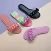 2022 Ny Designer Womens Slipper Candy Flat Slip-On Sandals Stora Transparenta Slides