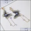 Brincos de lustres de candelabro Jóias de fada coreana Butterfly Long for Women Girl Ear Adornment Llight Circle Rhinestone Tassel Made Drop D Drop D
