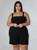 Kvinnors plus size byxor jumpsuits 4xl kvinnor ärmlös sexig bodycon kort knälängd rompers casual office sommar mode övergripande kvinnor
