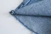 CNlalaxury Frauen Chic Mode Ripped Loch Breite Bein Jeans Vintage Hohe Taille Zipper Fliegen Weibliche Denim Hosen Hosen Mujer 220330