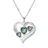 Collana semplice con pendente Fashion Love Ciondolo a forma di cuore con zircone Collana con anello 9180