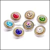 Charms Rhinestone Painting Gold Sier Snap Button Heart Jewelry Findings 18Mm Metal Snaps Buttons Diy Bracelet Jewellery W Carshop2006 Dhwia