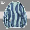 Vente chaude Hip Hop Hommes Pull Tricoté Pulls Trou Rayé Tie Dye Streetwear Harajuku Automne 2023 Casual Tricots Pulls Tops Unisexe