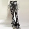 Spodnie damskie Capris Vintage Streetwear Bottoms Seksowne kobiety podwójne falbany Polka Dot Flare Spodni wysokiej talii Kobietowe jakość