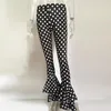 Damenhosen Capris Vintage Streetwear Böden Sexy Frauen Doppel Rüschen Polka Dot Flare Hose Hohe Taille Weibliche Casual Qualität