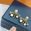 Stud clover earrings designer for women flower gold plated multi element floral front and back scalloped studs earring fashion jew7874483