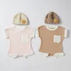 Mameluco infantil de verano de manga corta de algodón para bebés, niños y niñas, ropa de moda de una pieza 220426