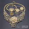Ensembles de bijoux en or de dubaï, collier en forme de fleur, boucles d'oreilles, bague, bijoux en cristal, ensemble de bijoux de fête à la mode