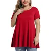 Vrouwen zomer korte mouw solide casual blouse tee shirt plus maat 5xl 6xl dames tuniek peplum tops 220526